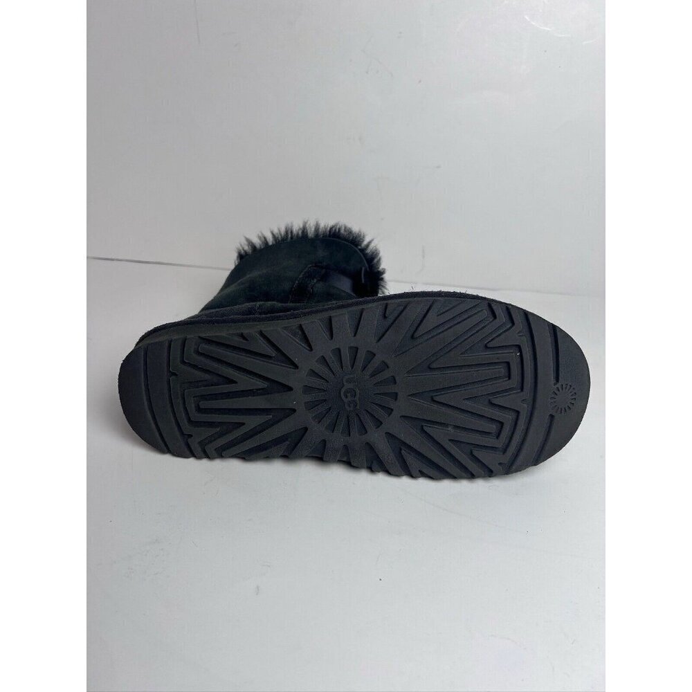 Ugg Gita Boot Genuine Shearling Asphalt Black Suede Size 7 Bow - Picture 7 of 10